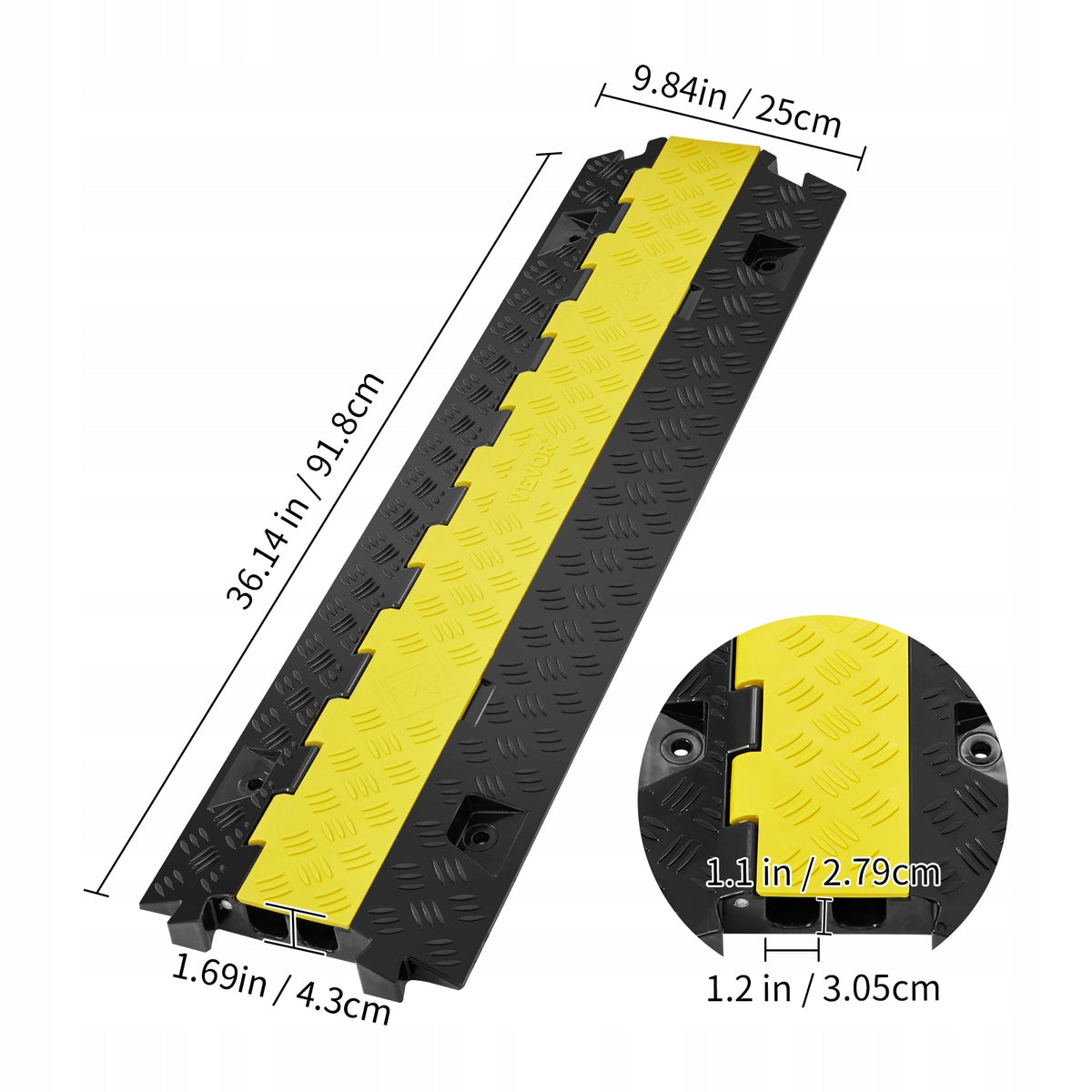 VEVOR SET OF 5 2-CHANNEL CABLE PROTECTOR RAMP STRONG TPU TPR