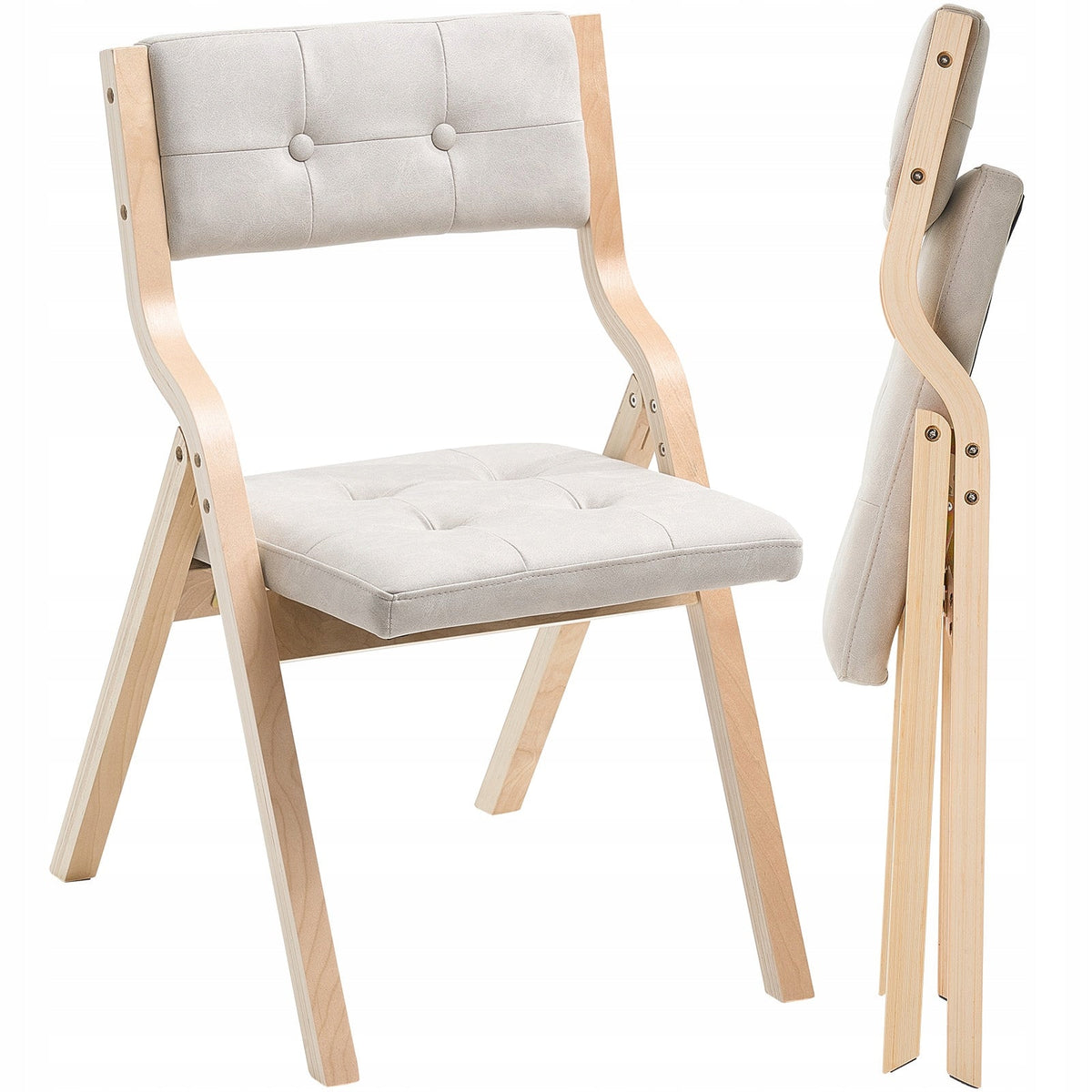 VEVOR FOLDING GARDEN CHAIR WITH CUSHION WOODEN FRAME SET OF 2