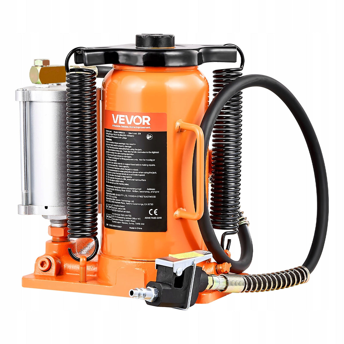 VEVOR 20 TON PNEUMATIC BOTTLE JACK STRONG SOLID RANGE 260-495