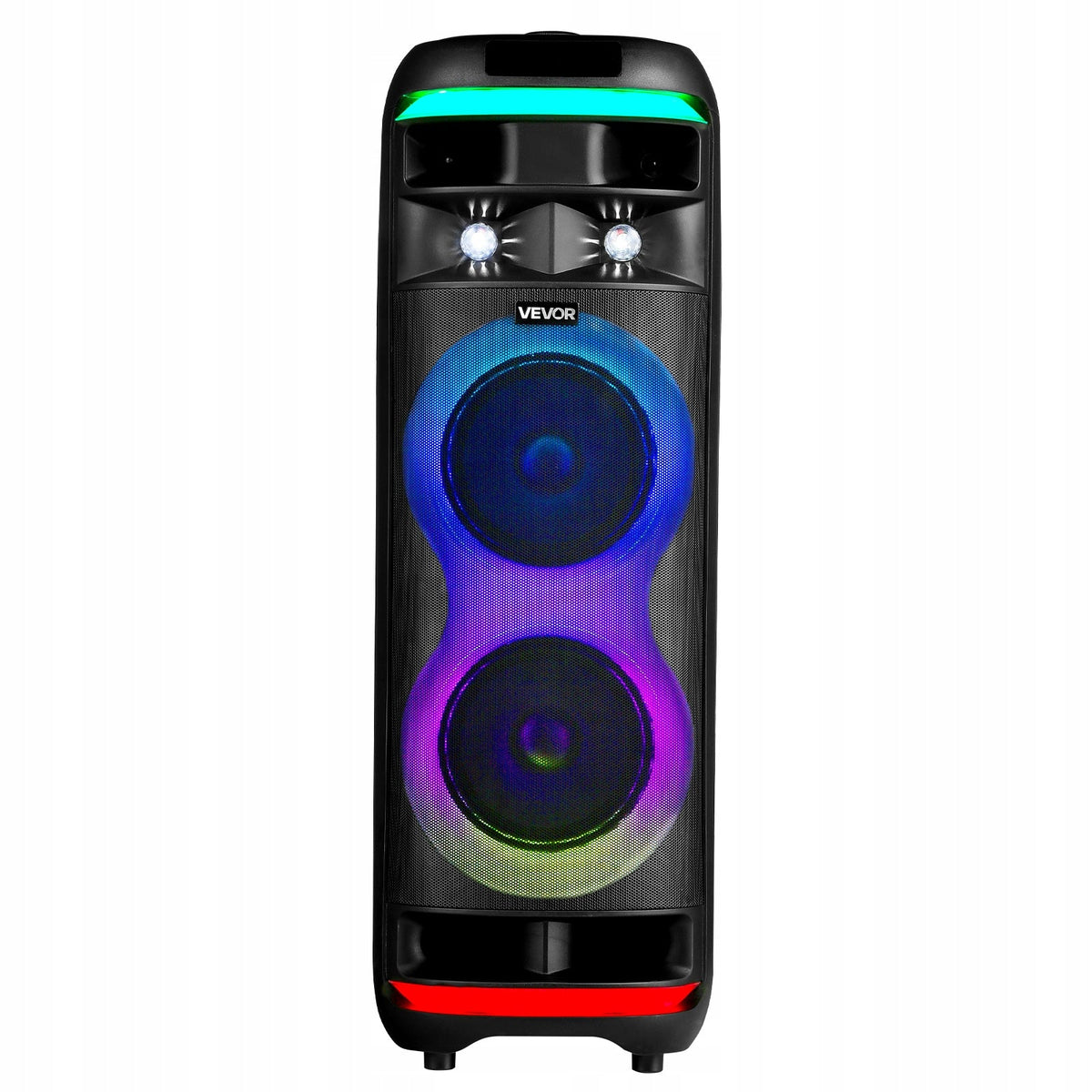 VEVOR 80W 20CM PORTABLE BLUETOOTH SPEAKER WITH 2 MICROPHONES LED TWS 5.1
