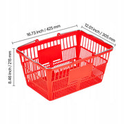 VEVOR ROBUST SHOPPING BASKET 12 PCS 21L FOLDABLE METAL HANDLES RED