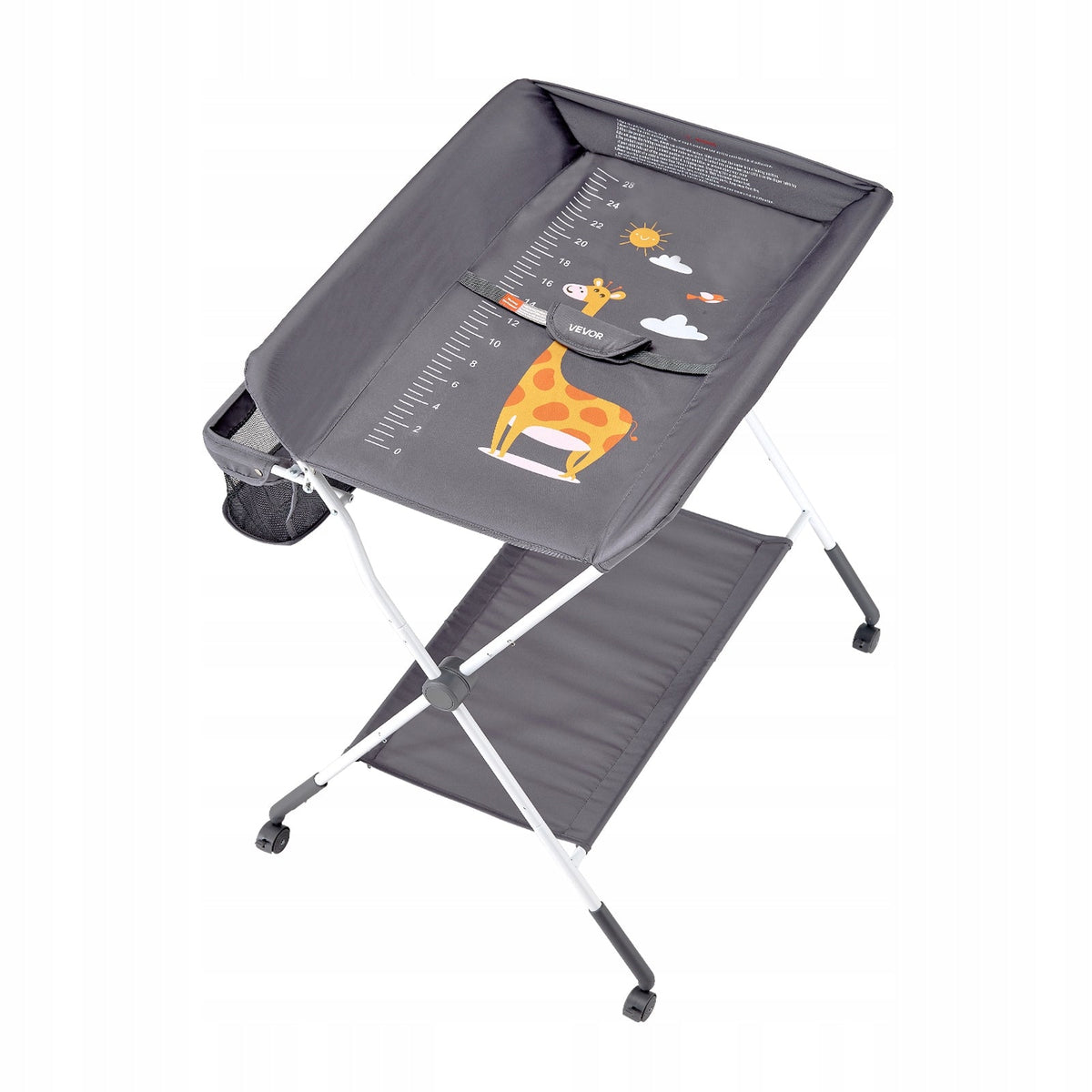 VEVOR FOLDABLE CHANGING TABLE WITH SIDE BASKET, 4-LEVEL HEIGHT ADJUSTABLE