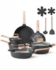 VEVOR 17-PIECE PREMIUM BLACK INDUCTION POT AND PAN SET