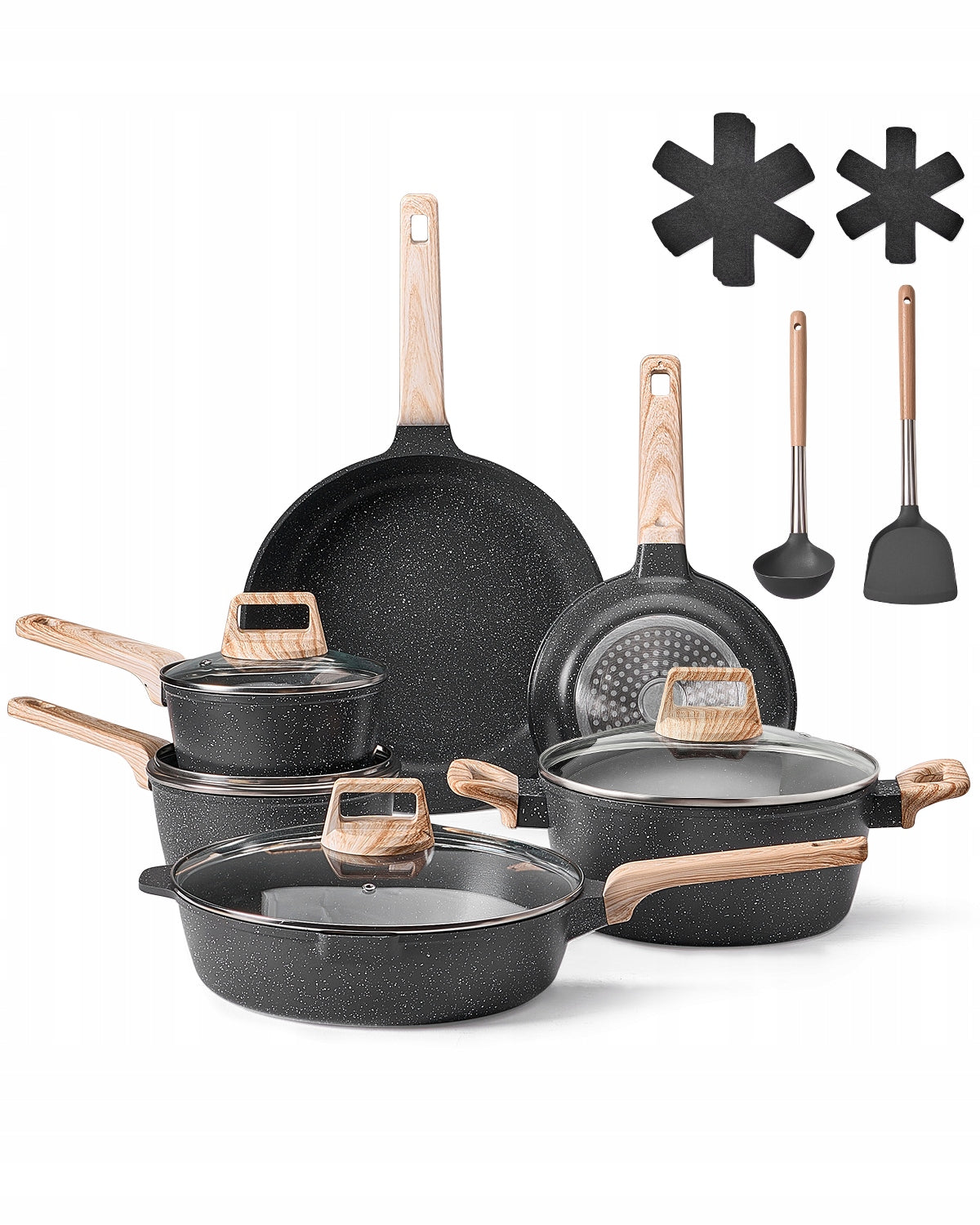 VEVOR 17-PIECE PREMIUM BLACK INDUCTION POT AND PAN SET
