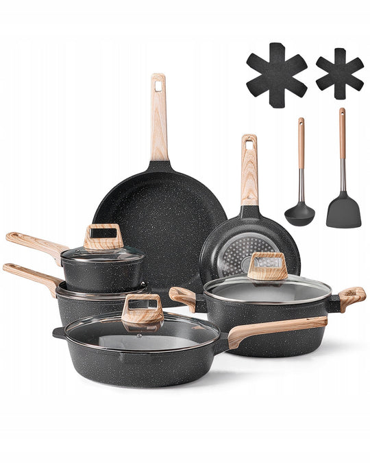 VEVOR 17-PIECE PREMIUM BLACK INDUCTION POT AND PAN SET