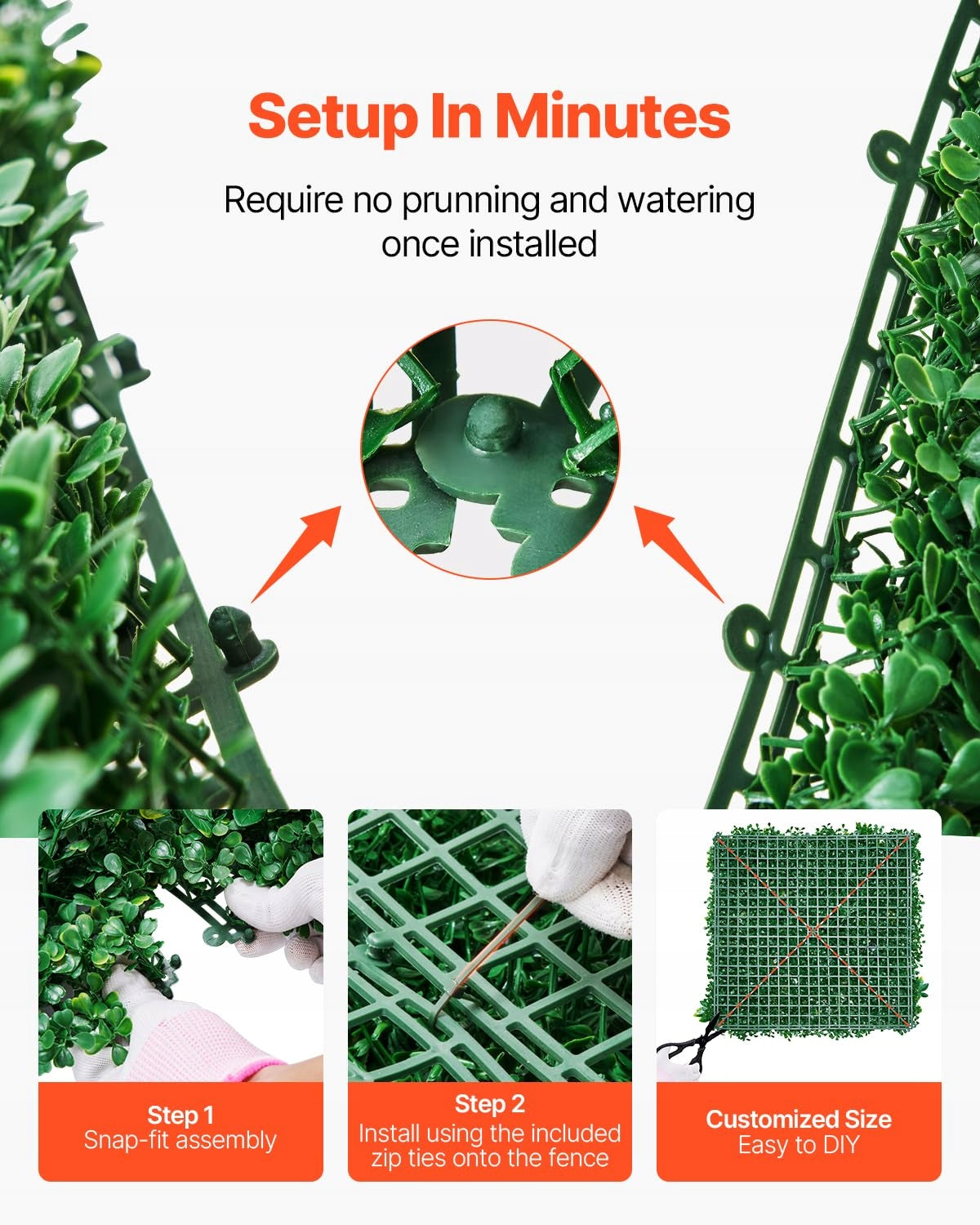 VEVOR ARTIFICIAL PLANT WALL 8 PCS 500X500X50MM 3D PREMIUM COMBINATION