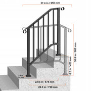 VEVOR 2-3 STEP OUTDOOR STAIR RAILING HEAVY-DUTY STEEL KIT