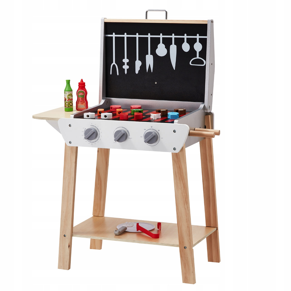 VEVOR WOODEN TOY GRILL FOR CHILDREN 21 PIECE PREMIUM SET FOR