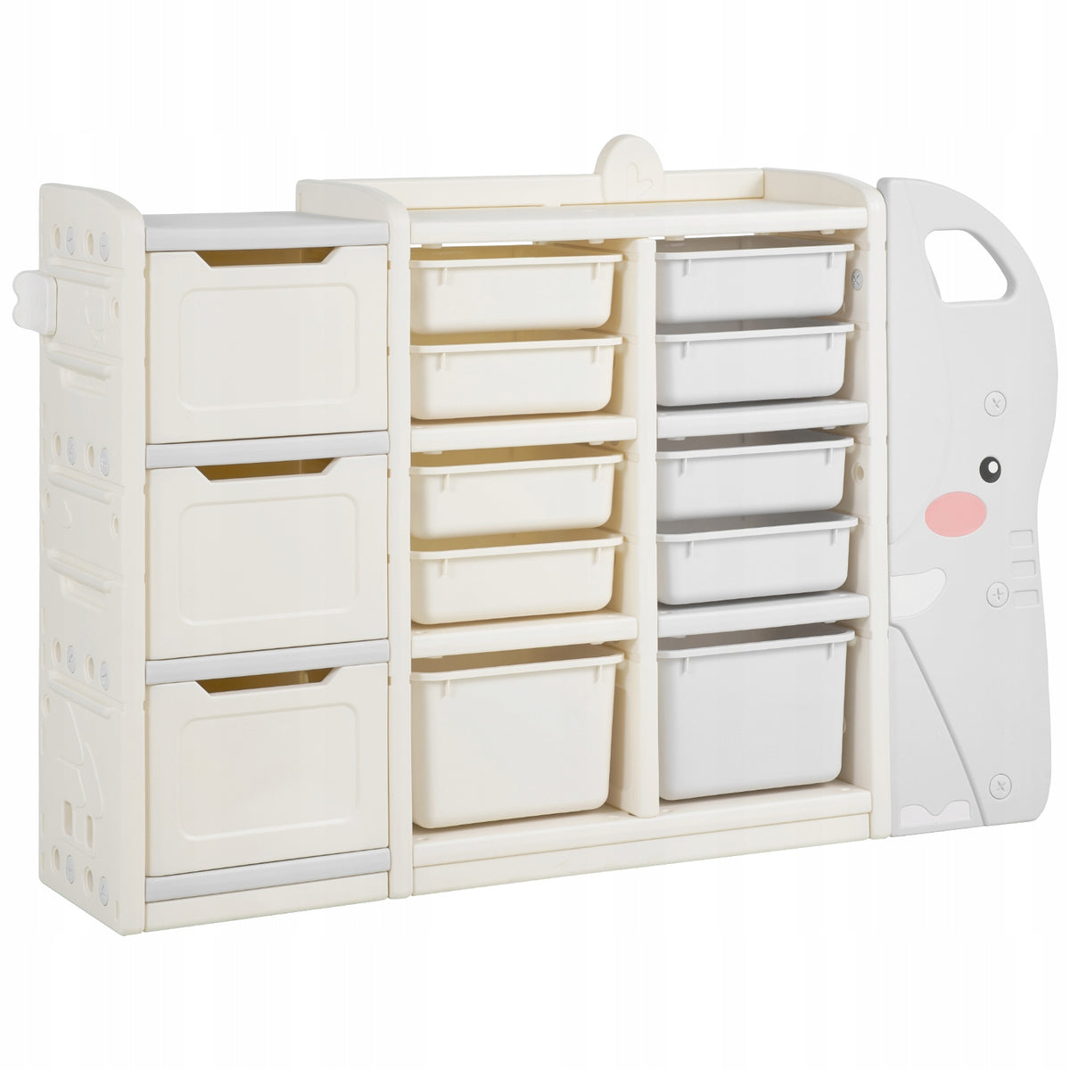 VEVOR 4-TIER ELEPHANT TOY STORAGE SHELF STURDY HDPE ORGANIZER BEIGE GREY
