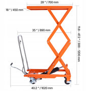 PROFESSIONAL VEVOR 226.8 KG 47.2 INCH HYDRAULIC LIFT TRUCK