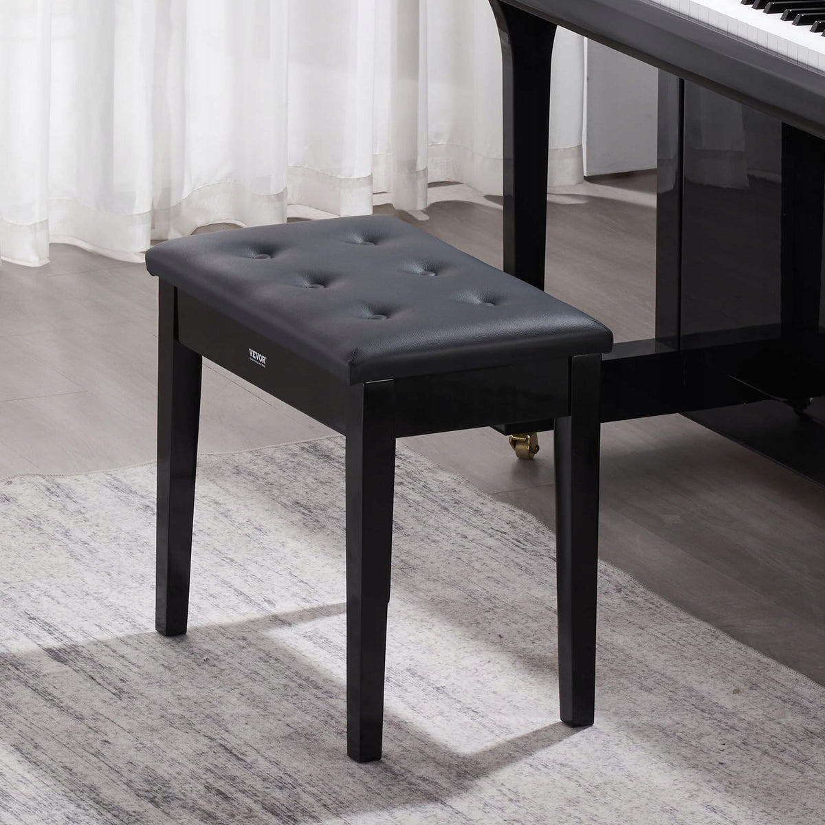 VEVOR PIANO STOOL WITH STORAGE ADJUSTABLE BENCH STRONG 560X350X485MM