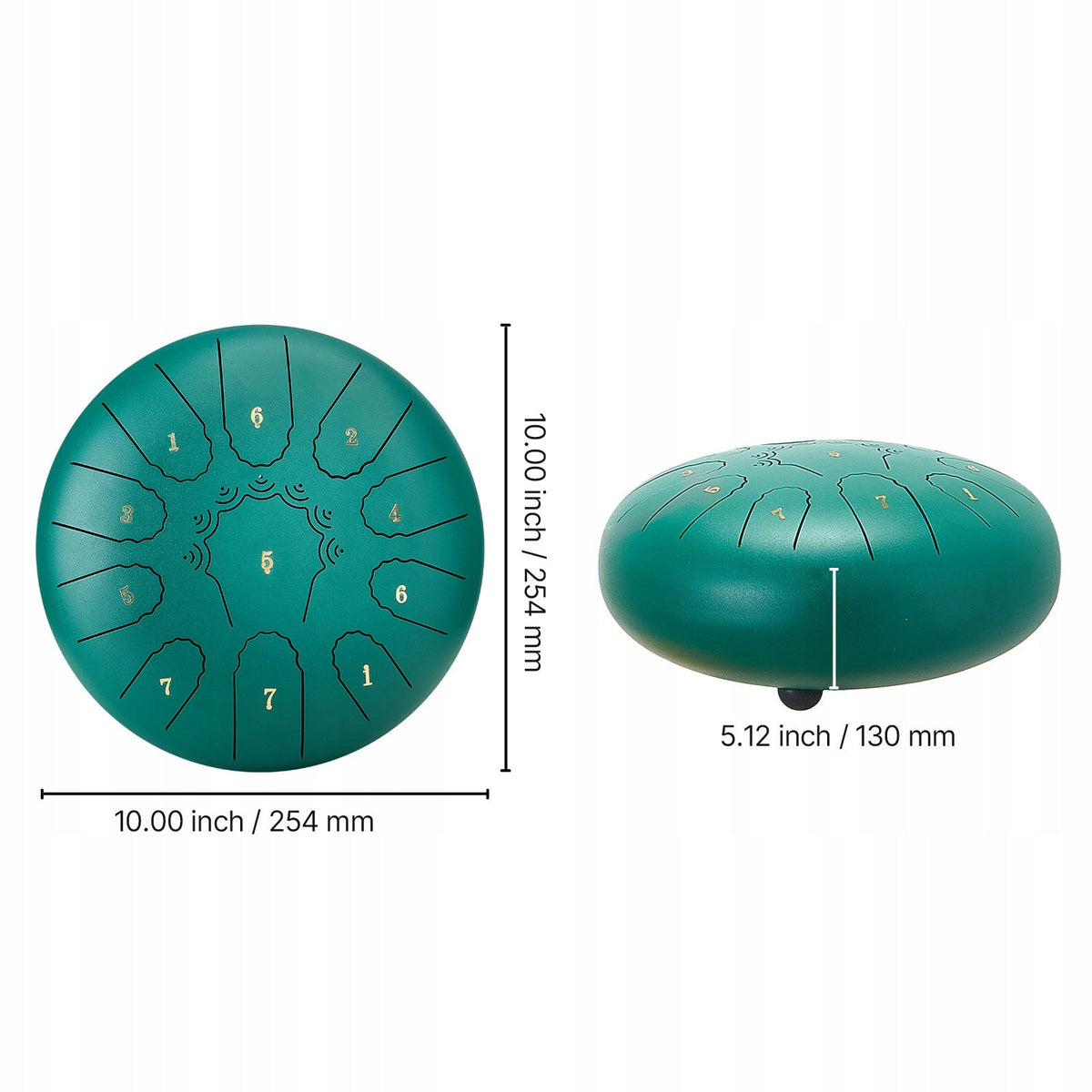 VEVOR STEEL TONGUE DRUM 10-INCH 11-TONE C-MAJOR GREEN MEDITATION GIFT