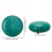 VEVOR STEEL TONGUE DRUM 10-INCH 11-TONE C-MAJOR GREEN MEDITATION GIFT