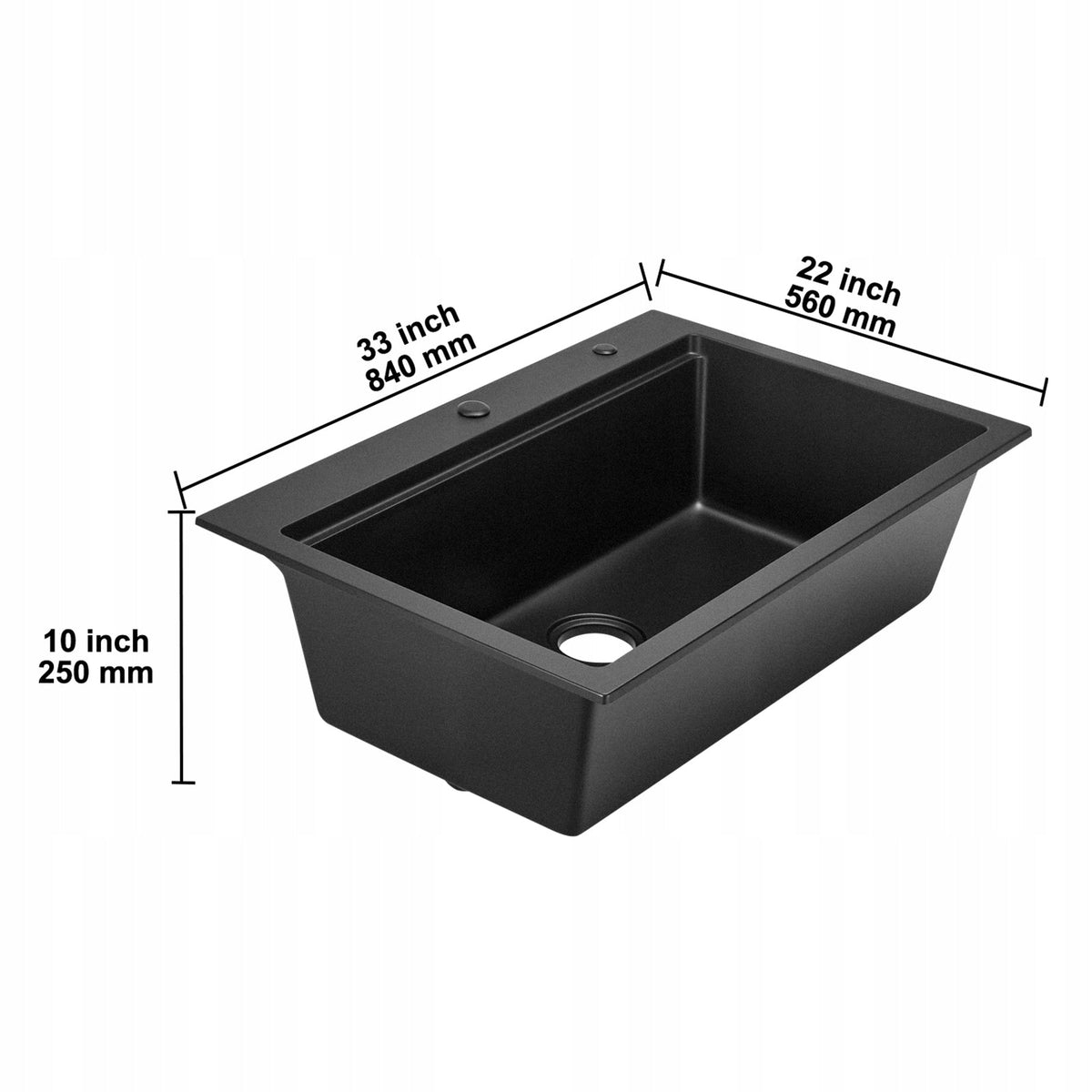 VEVOR 84x56x25 CM PREMIUM BLACK GRANITE KITCHEN SINK COUNTERTOP MOUNT