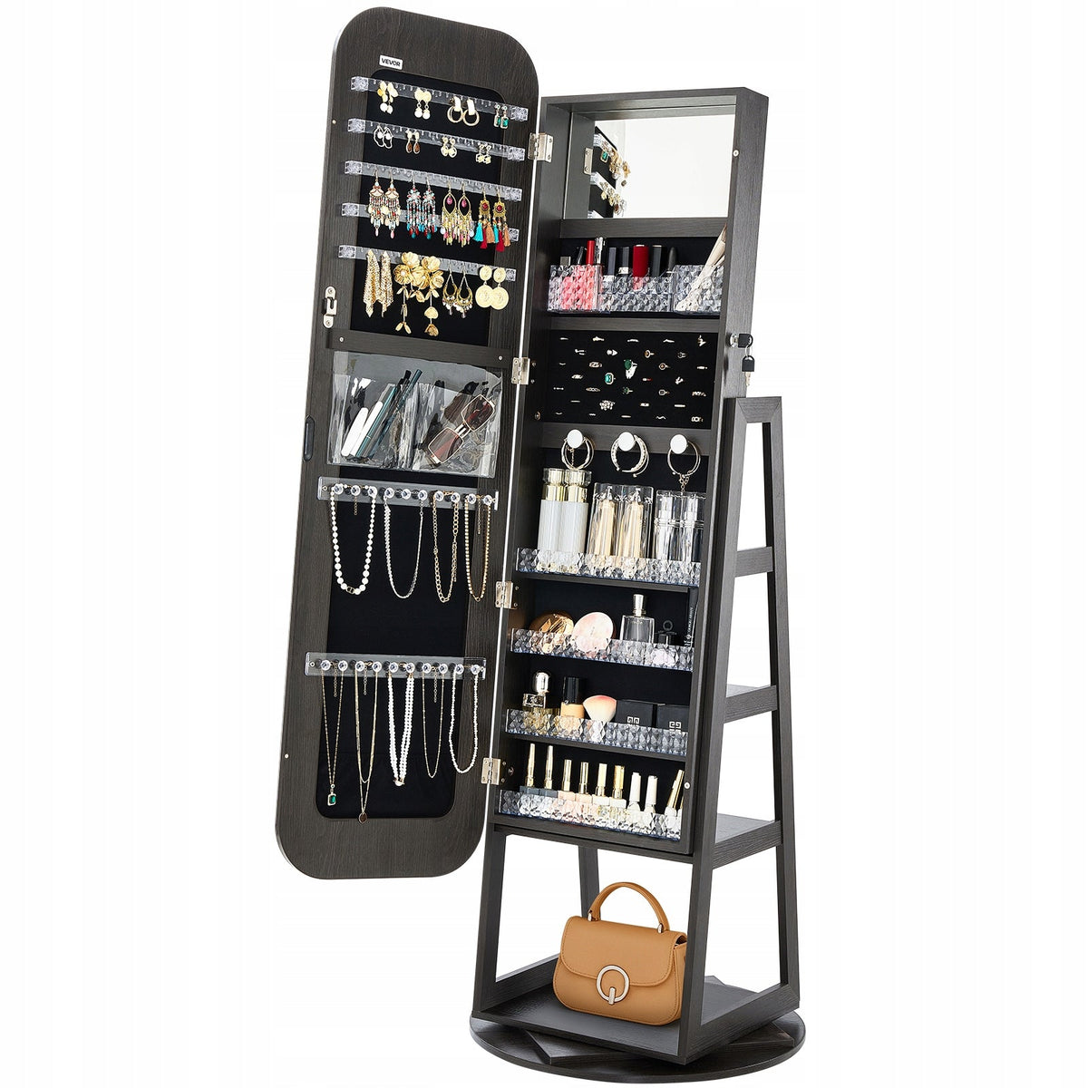 VEVOR 360 ROTATING JEWELRY CABINET WITH MIRROR 160CM PREMIUM ORGANIZER