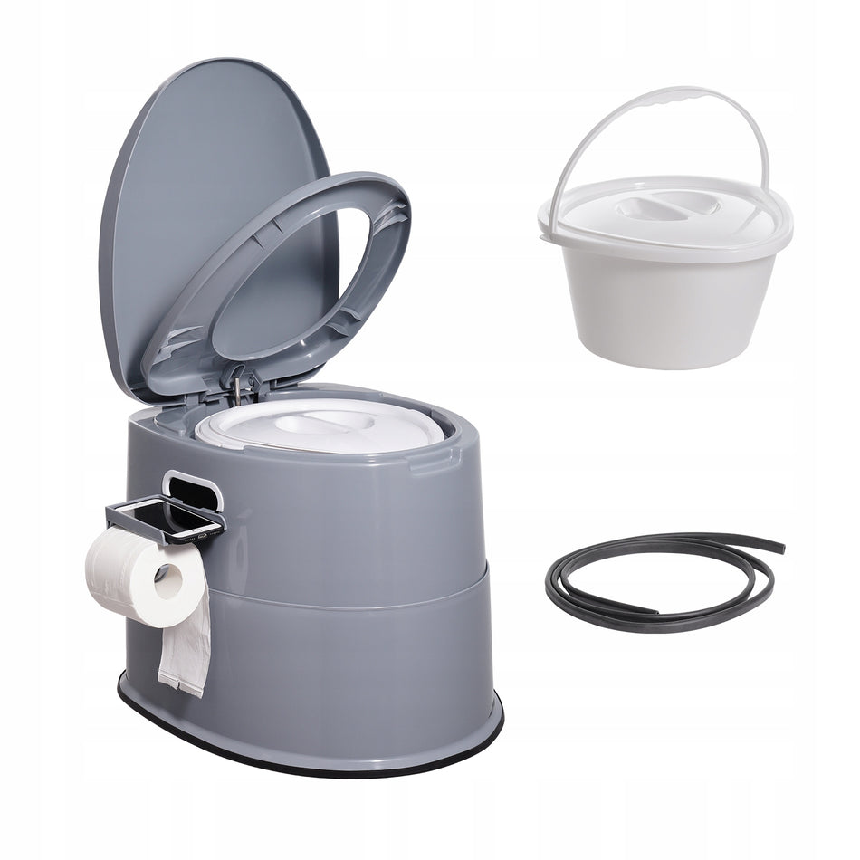 VEVOR 5L PORTABLE CAMPING TOILET WITH PHONE AND TOILET PAPER HOLDER