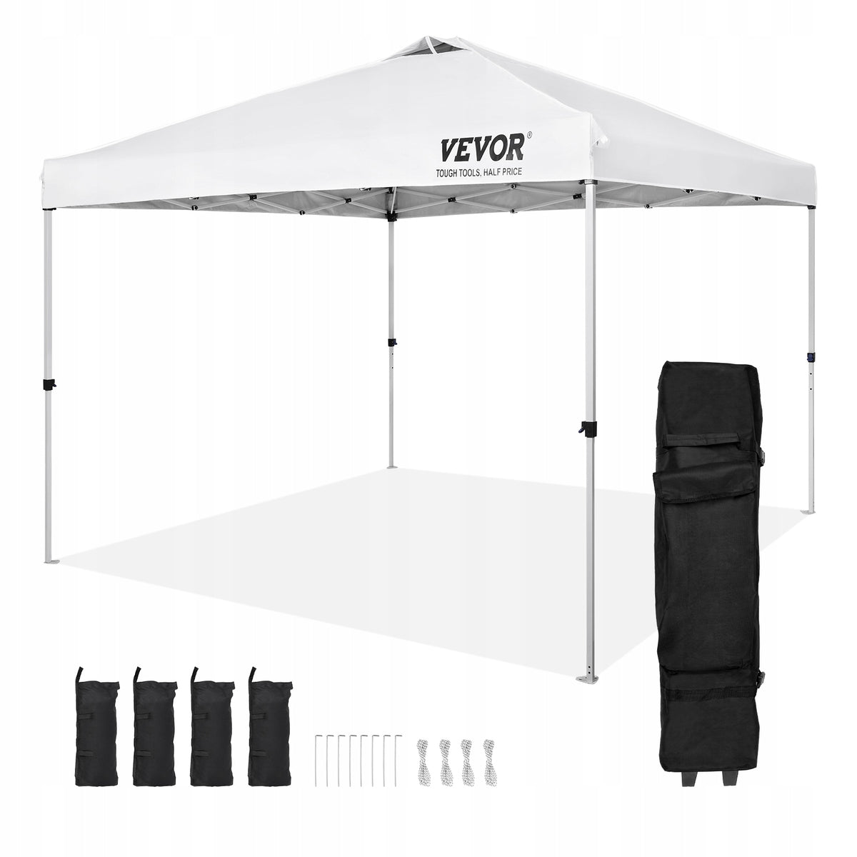 VEVOR FOLDABLE GARDEN GAZEBO 304X304 CM WHITE STEEL FRAME 250D PU