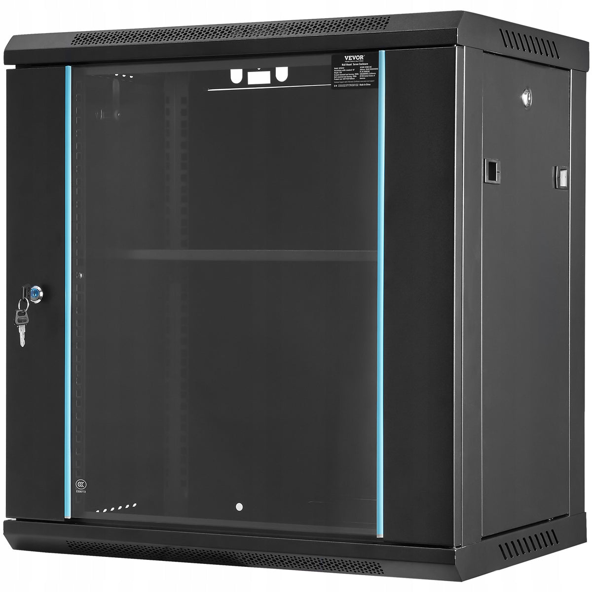 VEVOR 12U Wall Mount Network Server Cabinet Strong Stable Lock Black