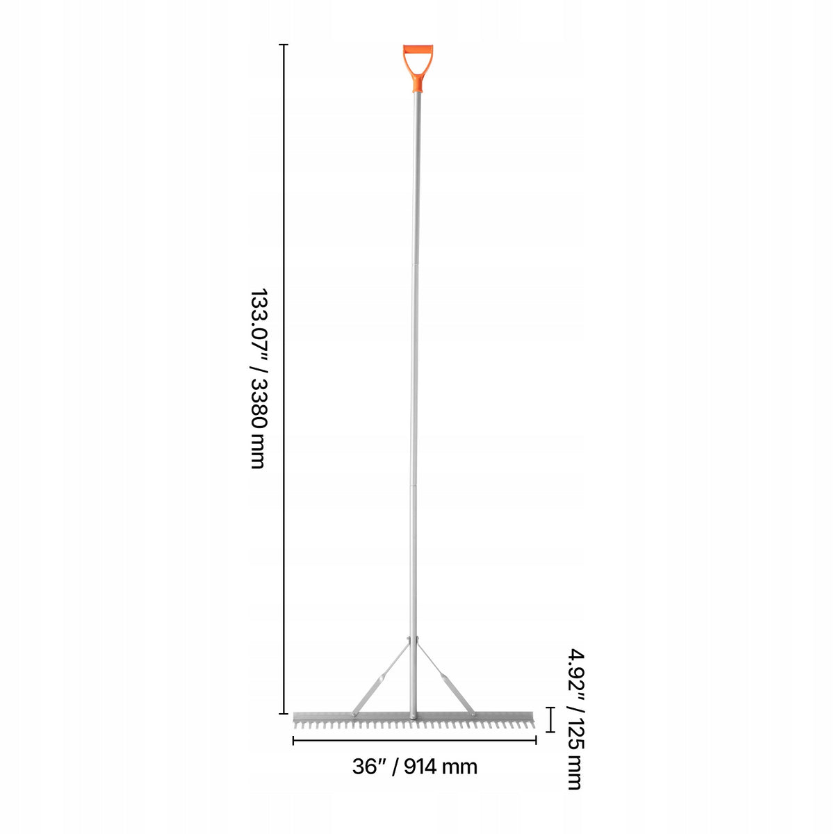 VEVOR 914MM ALUMINUM RAKE HEAD 133 INCHES STRONG LIGHTWEIGHT FOR GARDEN