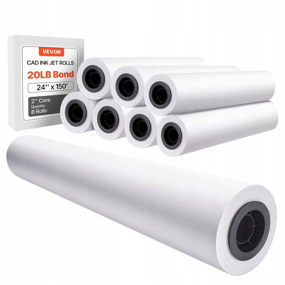VEVOR WIDE FORMAT PAPER ROLLS 609.6 MM X 45.7 M 8 ROLLS PRECISION