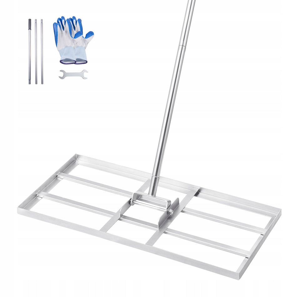 VEVOR LAWN RAKE WITH TELESCOPIC HANDLE 355X762MM STRONG SOLID