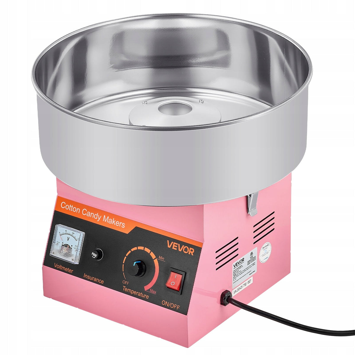 VEVOR COTTON CANDY MACHINE 1000W WITH 38CM STAINLESS STEEL BOWL