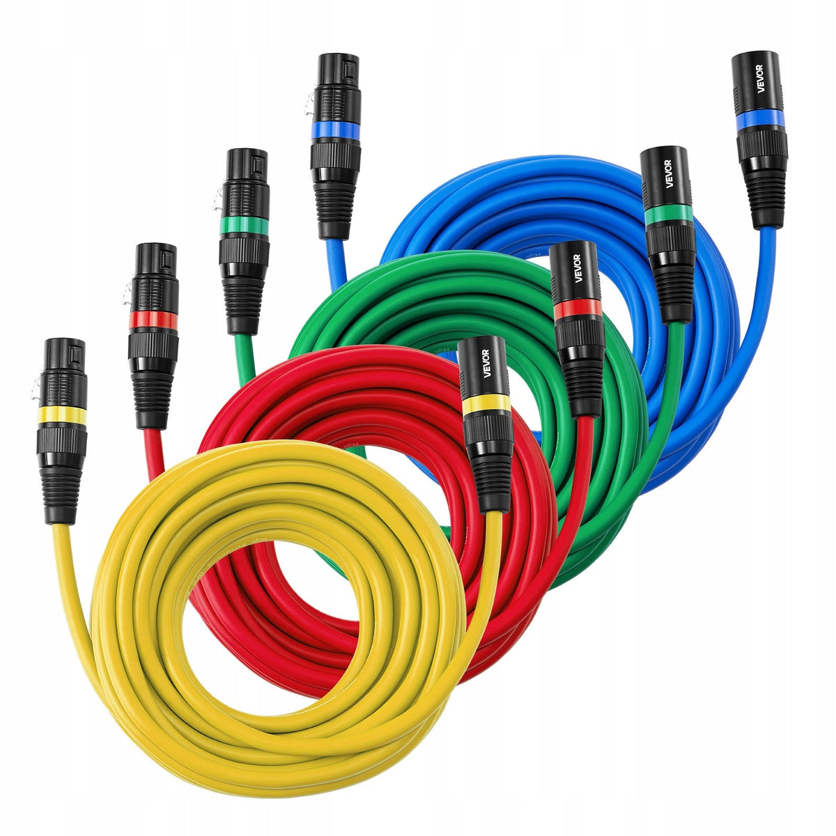 VEVOR XLR CABLE 7.62 M 4 PCS BALANCED MICROPHONE CABLES DURABLE GOLD-PLATED