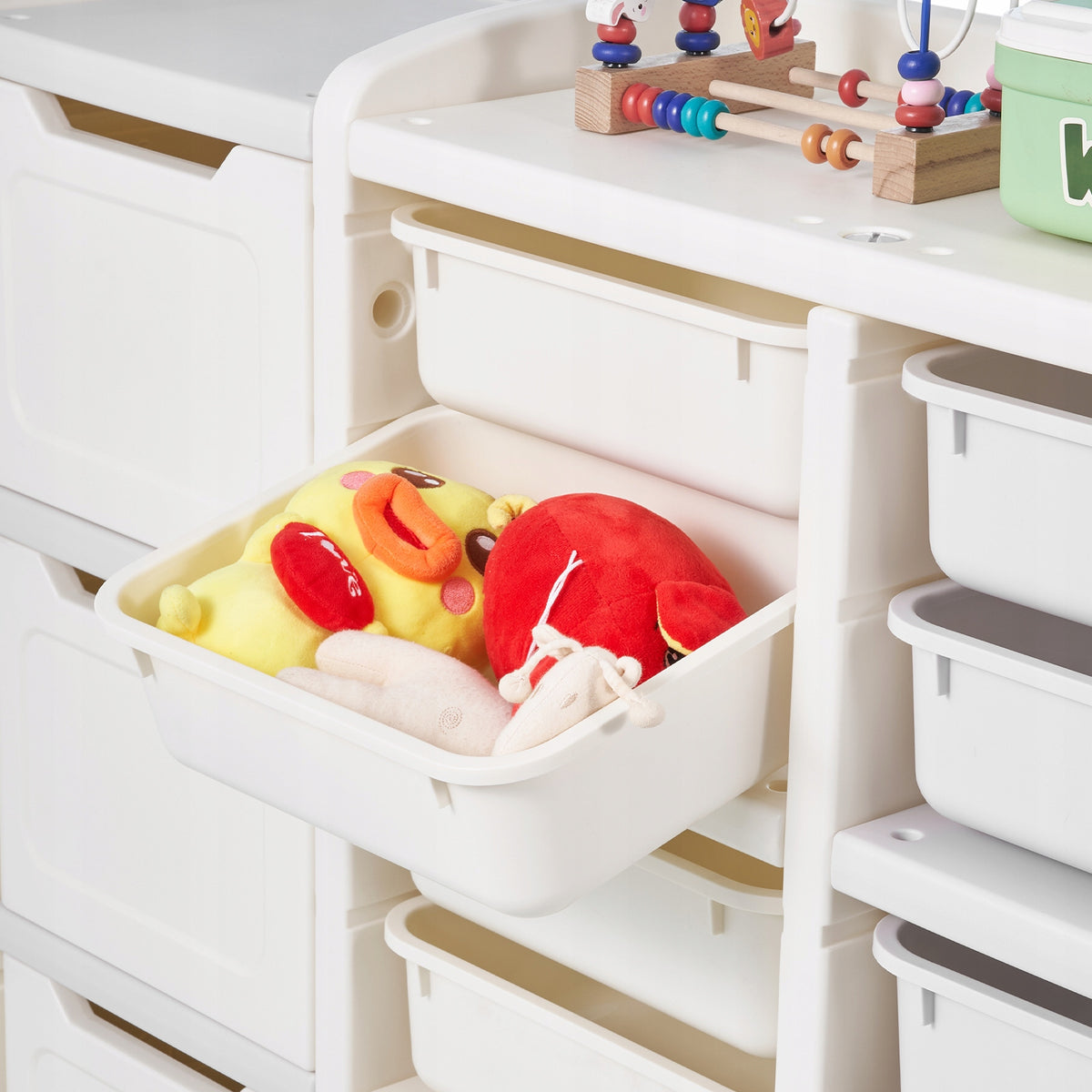 VEVOR 4-TIER ELEPHANT TOY STORAGE SHELF STURDY HDPE ORGANIZER BEIGE GREY