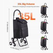VEVOR PROFESSIONAL FOLDABLE STAIR CLIMBER TROLLEY 36L 6 WHEELS 450X350X965 MM BLACK