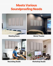 VEVOR ACOUSTIC PANELS 4 PIECES 2 INCH 23.6X12 INCHES STRONG SELF-ADHESIVE
