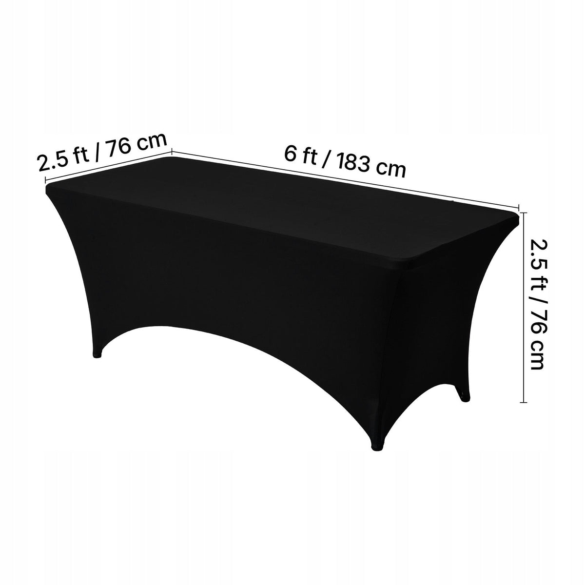 VEVOR 10 X STRETCH SPANDEX TABLECLOTHS BLACK RECTANGULAR 183X76 CM