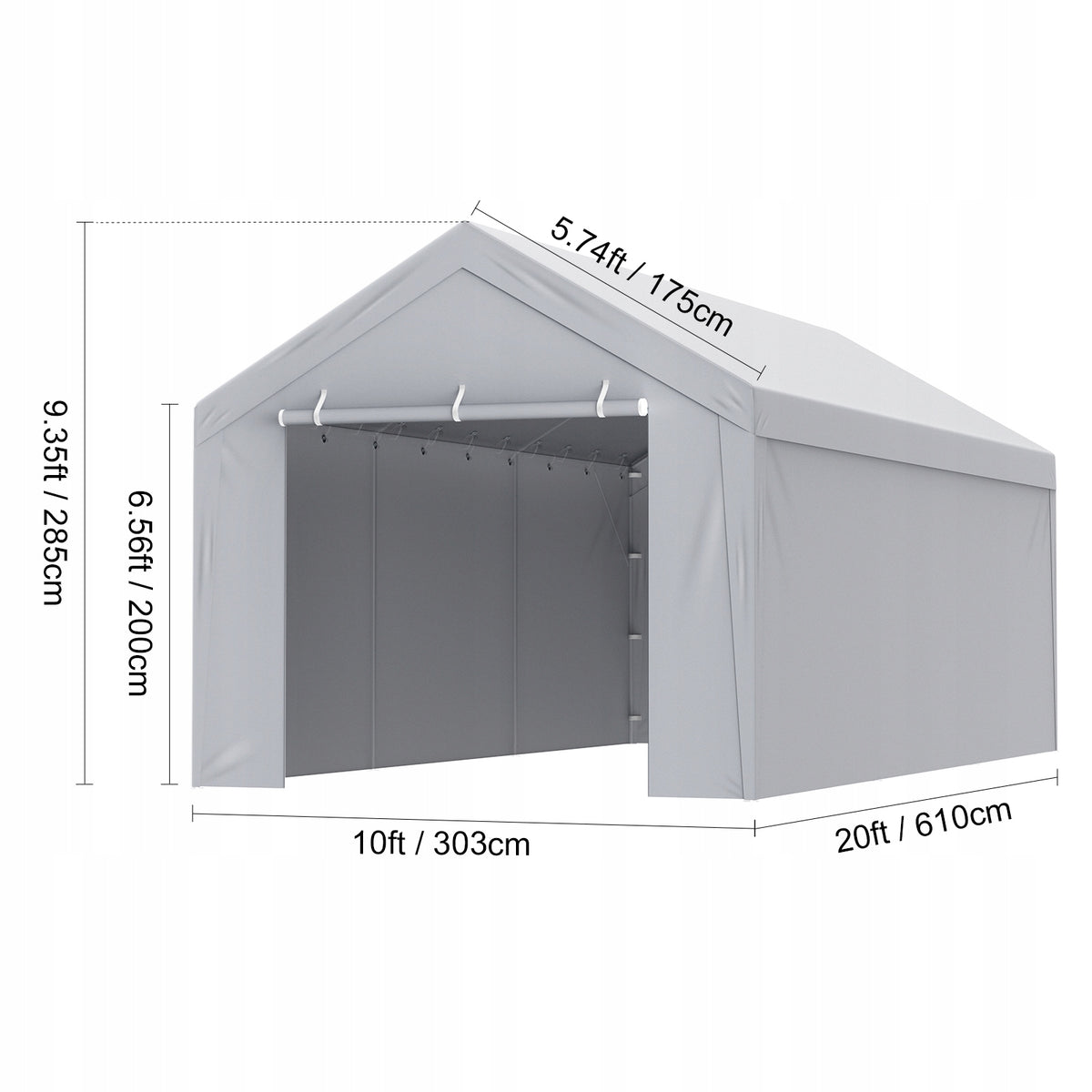 VEVOR 6x3M GARAGE TENT WATERPROOF TARPAULIN WITH UV PROTECTION EASY ASSEMBLY
