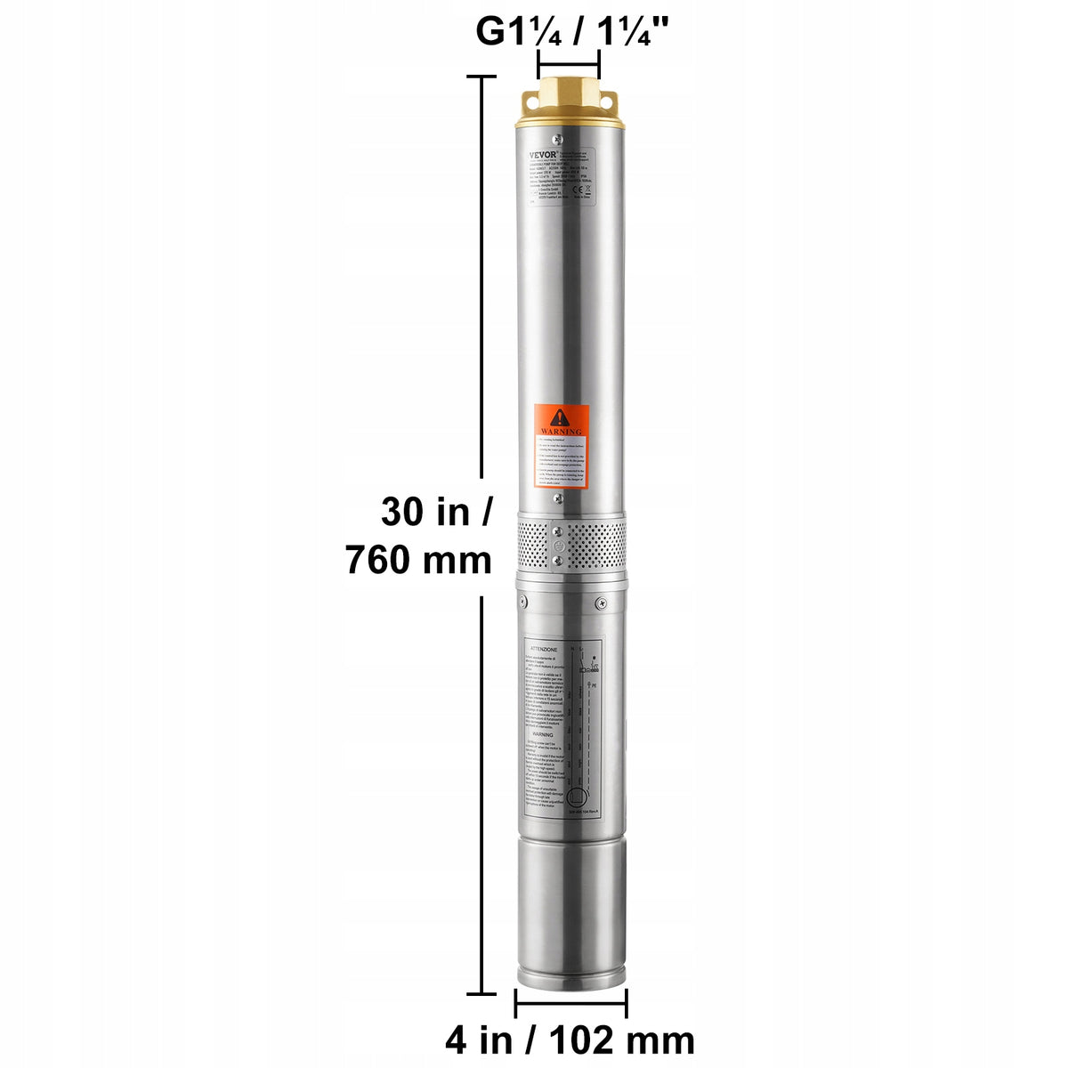VEVOR 370W 230V 50HZ POWERFUL STAINLESS STEEL SUBMERSIBLE DEEP WELL PUMP