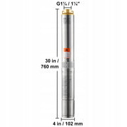 VEVOR 370W 230V 50HZ POWERFUL STAINLESS STEEL SUBMERSIBLE DEEP WELL PUMP
