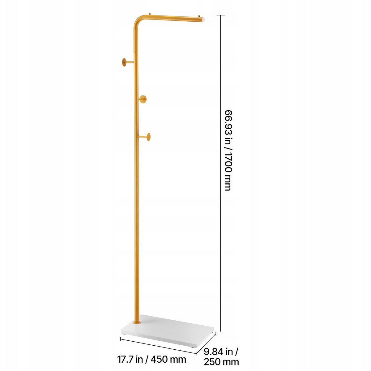 VEVOR CLOTHES RACK WITH QUARTZ BASE 3 HOOKS 1700MM STURDY