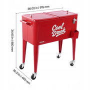VEVOR 75.71L COOLER CART FOR 50 BOTTLES 110 CANS STRONG RED