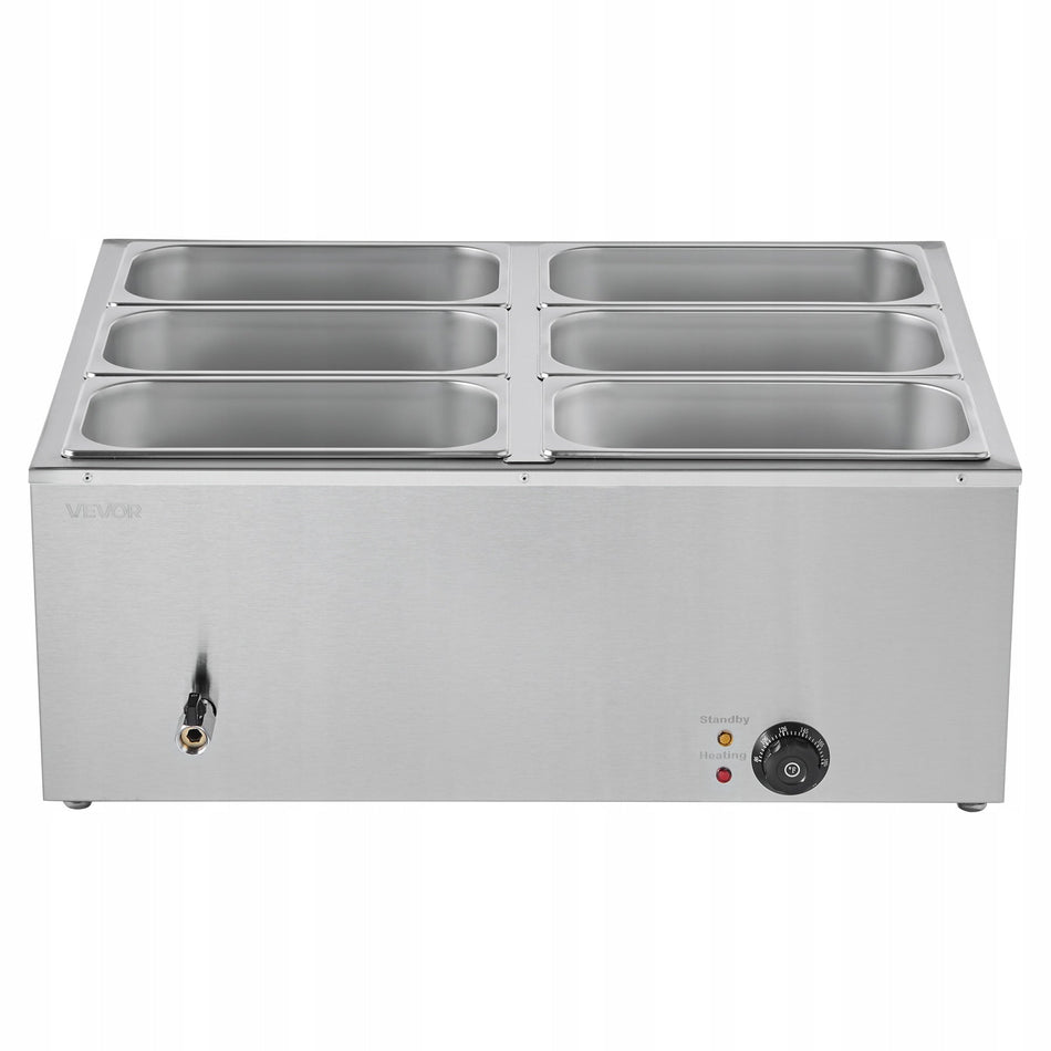VEVOR PROFESSIONAL COMMERCIAL FOOD WARMER 6 PANS 1500W