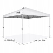 VEVOR FOLDABLE GARDEN GAZEBO 304X304 CM WHITE STEEL FRAME 250D PU