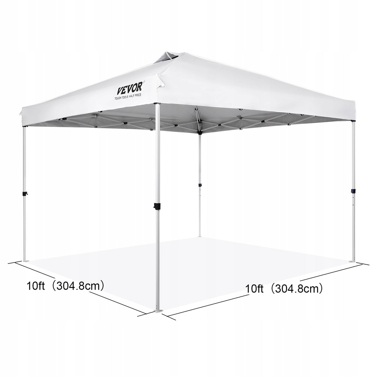 VEVOR FOLDABLE GARDEN GAZEBO 304X304 CM WHITE STEEL FRAME 250D PU