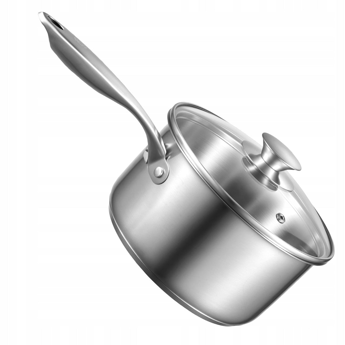 VEVOR 2.37L STAINLESS STEEL POT WITH GLASS LID AND STEAMER INSERT