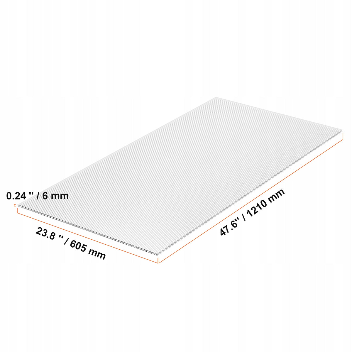VEVOR 15-PIECE POLYCARBONATE PANEL SET FOR GREENHOUSE 1210X605X6MM STRONG