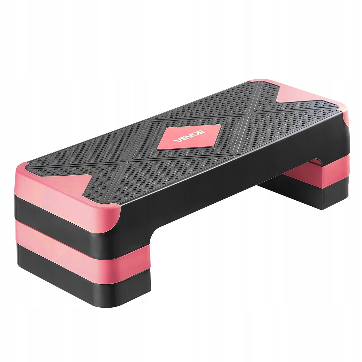 VEVOR AEROBIC STEPPER ADJUSTABLE 3 LEVELS NON-SLIP RED