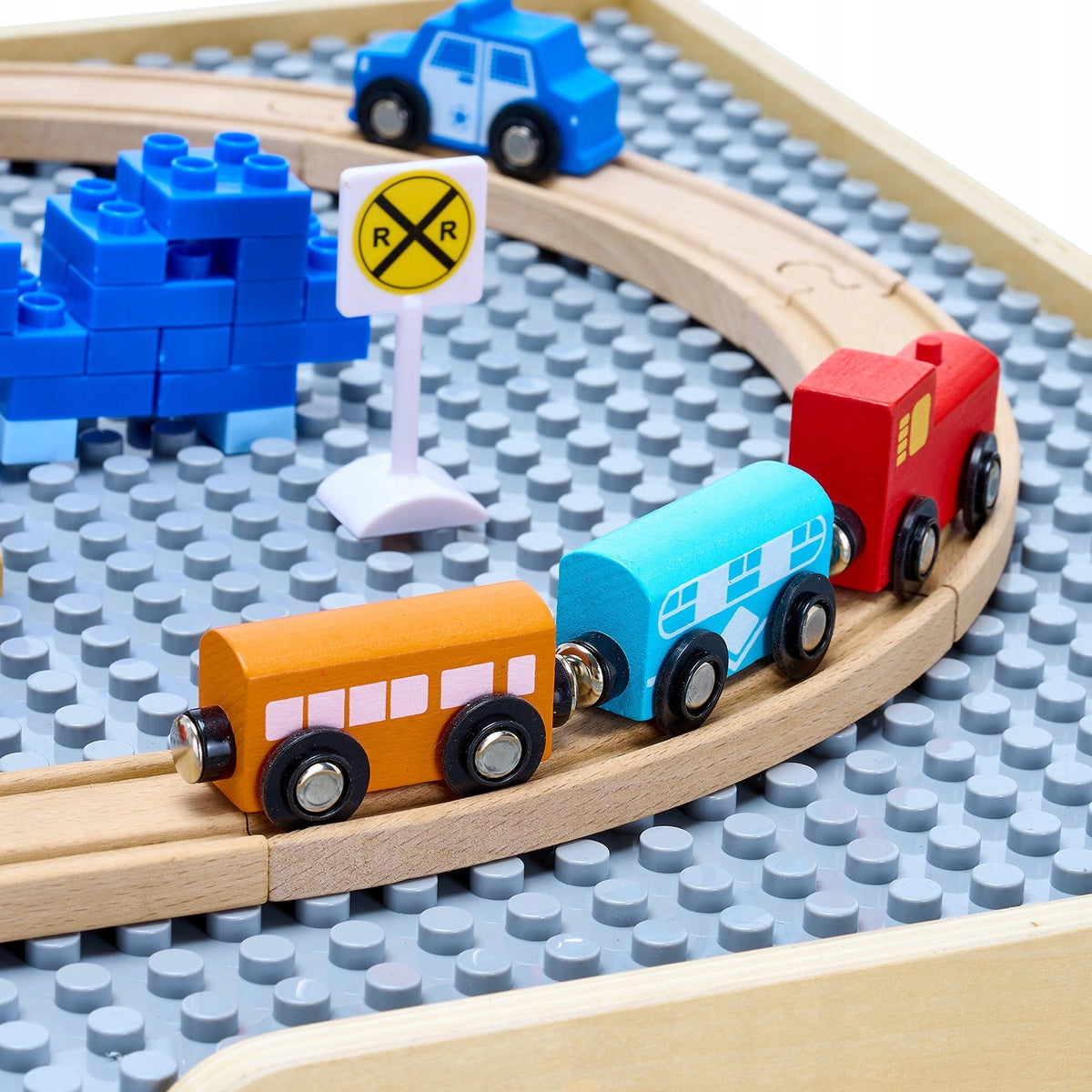 VEVOR ACTIVITY TABLE WITH 290 BLOCKS AND 30-PIECE WOODEN SET