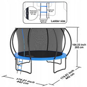 PROFESSIONAL VEVOR 12FT GARDEN TRAMPOLINE WITH NET AND LADDER 86 CM FOR