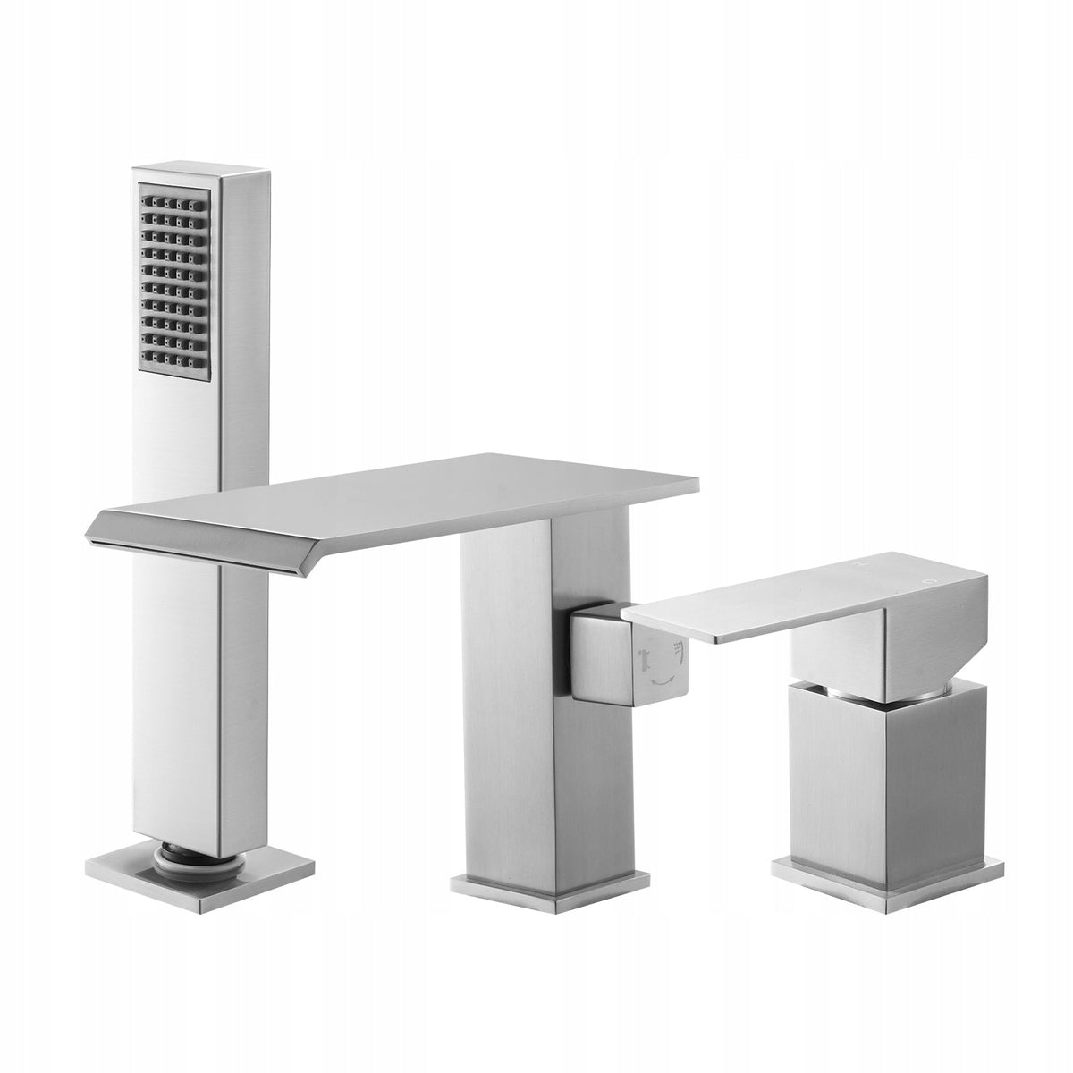 VEVOR ROMAN TUB FAUCET 3-HOLE WITH HAND SHOWER BRUSHED STAINLESS