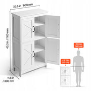 VEVOR WOODEN BATHROOM CABINET 4 SHELVES 4 DOORS WHITE ADJUSTABLE PREMIUM