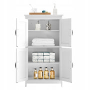 VEVOR WOODEN BATHROOM CABINET 4 SHELVES 4 DOORS WHITE ADJUSTABLE PREMIUM