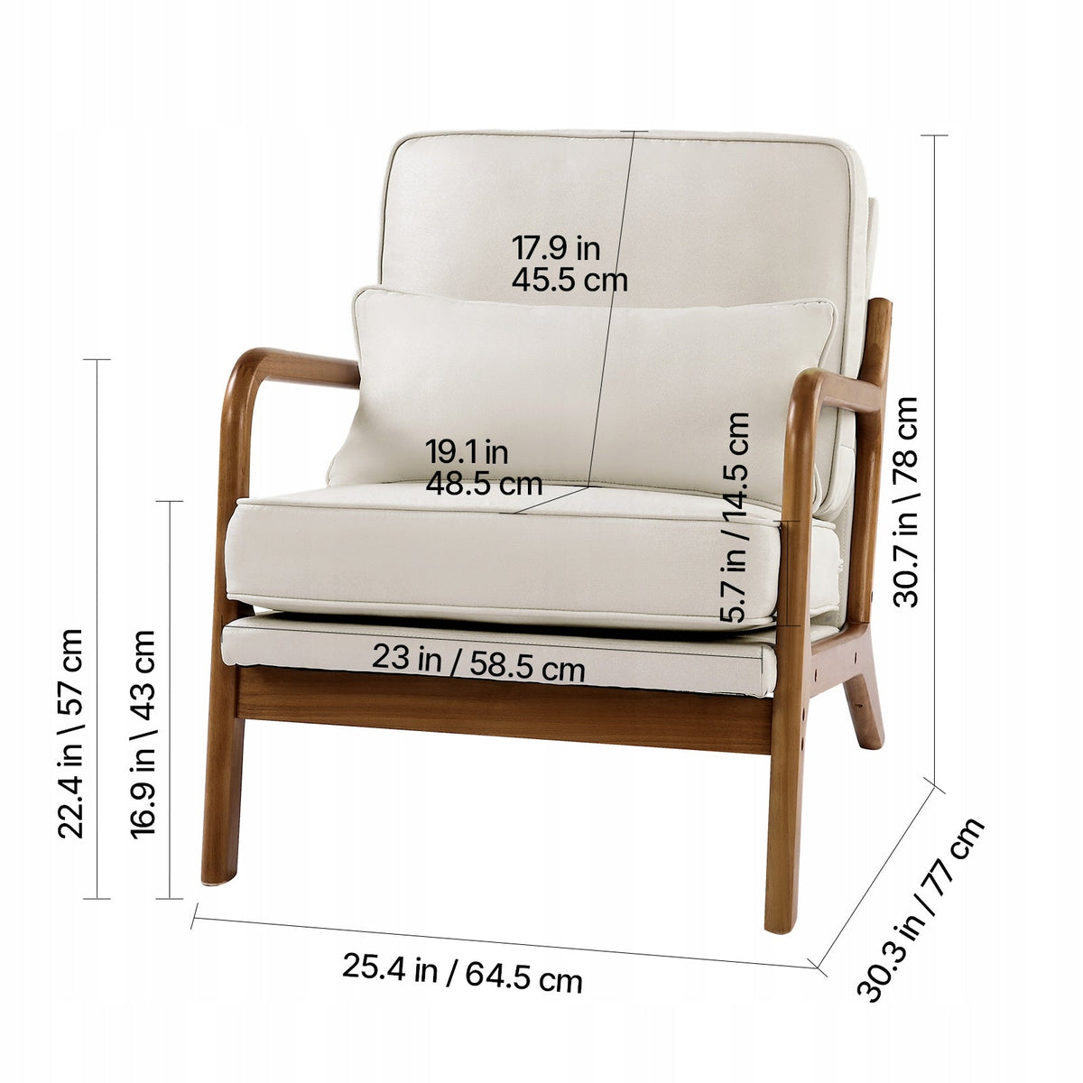 VEVOR PREMIUM ACCENT CHAIR WOODEN FRAME LINEN 150KG COMFORT