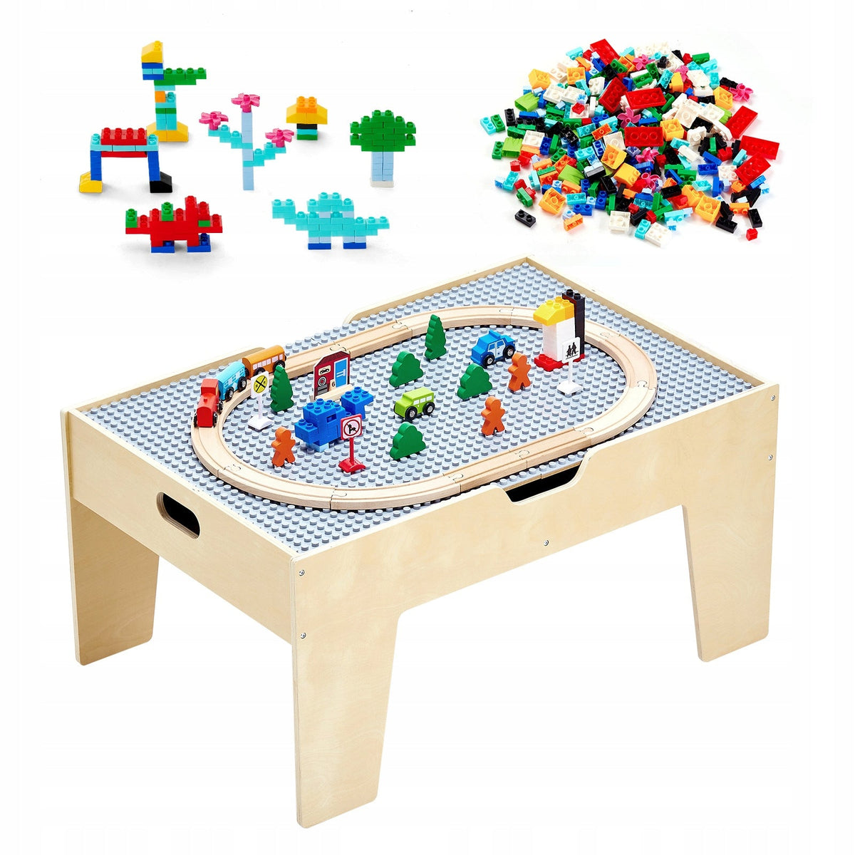VEVOR ACTIVITY TABLE WITH 290 BLOCKS AND 30-PIECE WOODEN SET