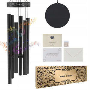 PREMIUM VEVOR 58 INCH WIND CHIME DEEP TONE 6 ALUMINUM TUBES BLACK
